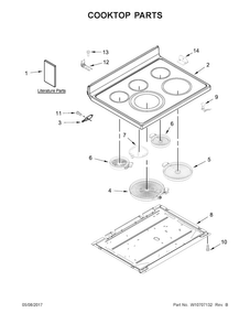 Cooktop Parts Diagram and Parts List for MER8700DS1  Maytag Range