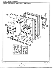 Fresh Food Door Diagram and Parts List for 19163-0A  Admiral Refrigerator