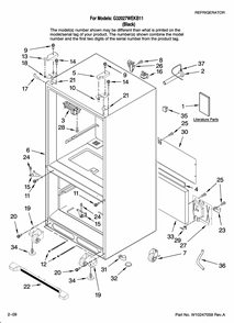 Cabinet Parts Diagram and Parts List for G32027WEKB11  Maytag Refrigerator