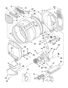 Bulkhead Parts Diagram and Parts List for MEDX5SPAW0  Maytag Dryer