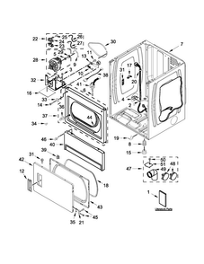 Lower Cabinet And Front Panel Parts Diagram and Parts List for MLE26PRBYW0  Maytag Dryer