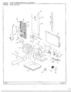 Unit Compartment And System Diagram and Parts List for 22512-0B  Admiral Refrigerator
