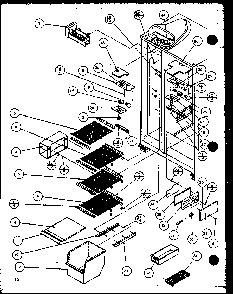 Freezer Shelving And Refrigerator Light Diagram and Parts List for SZ25MPL-P1120711WL  Amana Refrigerator