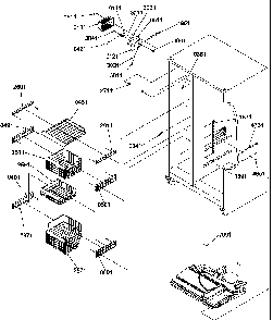 Freezer Shelves And Lights Diagram and Parts List for SRD522TW-P1313301WW  Amana Refrigerator