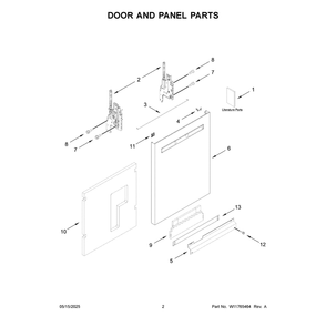 Door And Panel Parts Diagram and Parts List for MDPS7024SZ0  Maytag Dishwasher