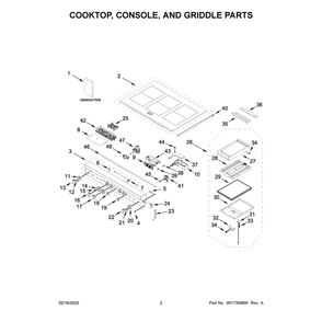 Cooktop, Console, And Griddle Parts Diagram and Parts List for JPIGC748RM00  Jenn-Air Range
