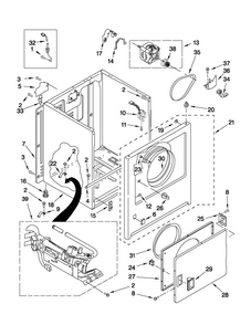 Cabinet Parts Diagram and Parts List for NGD5100TQ2  Amana Dryer