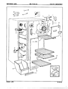 Freezer Compartment Diagram and Parts List for 21304A  Admiral Refrigerator