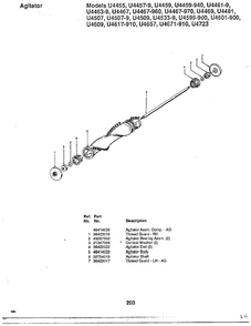 Agitator Diagram and Parts List for U4723  Hoover Upright Vacuum