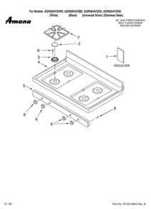 Cooktop Parts Diagram and Parts List for AGR5844VDS0  Amana Range