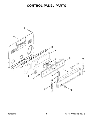Control Panel Parts Diagram and Parts List for YMER8800FW2  Maytag Range
