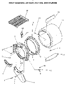 Front Bulkhead Diagram and Parts List for NG6819L53838  Speed Queen Dryer