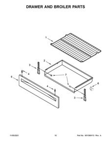 Drawer And Broiler Parts Diagram and Parts List for AGR6603SFW4  Amana Range