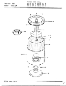 Tub Diagram and Parts List for 6532A REV C Norge Washer