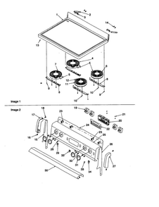 Main Top And Backguard Diagram and Parts List for ARTC7511E-P1143691NE  Amana Range