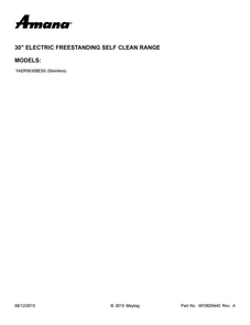 Cover Sheet Diagram and Parts List for YAER5630BES0  Amana Range