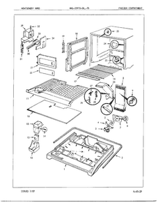 Freezer Compartment Diagram and Parts List for 23972B  Admiral Refrigerator