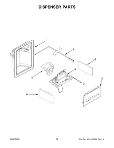 Dispenser Parts Diagram and Parts List for MSS25C4MGZ03  Maytag Refrigerator