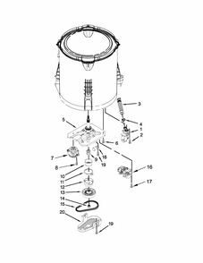 Gearcase, Motor And Pump Parts Diagram and Parts List for NTW4611BQ1  Amana Washer
