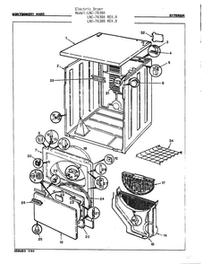 Exterior Diagram and Parts List for 7638A  Norge Dryer