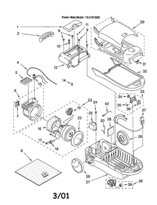Vacuum Cleaner Diagram and Parts List for 11621813000  Kenmore Canister Vacuum
