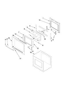 Upper Oven Door Parts Diagram and Parts List for JJW2827WS01  Jenn-Air Wall Oven
