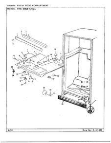 Fresh Food Compartment Diagram and Parts List for 39825-7A  Admiral Refrigerator