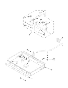 Burner Box, Gas Valves, And Switches Diagram and Parts List for JGRP430WP01  Jenn-Air Range