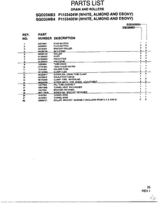 Drain And Rollers Page 2 Diagram and Parts List for SQD25MB3  Amana Refrigerator