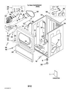 Lower Cabinet And Front Panel Parts Diagram and Parts List for MLE24PDAGW1  Maytag Dryer