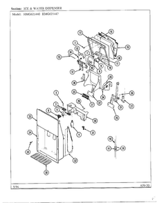 Ice And Water Dispenser Diagram and Parts List for 621447  Admiral Refrigerator
