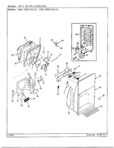 Ice & Water Dispenser Diagram and Parts List for 23922-0A  Admiral Refrigerator