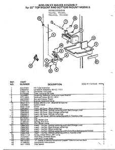 Add-on Ice Maker Assembly Diagram and Parts List for TL120Q  Amana Refrigerator