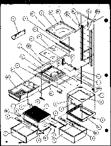Refrigerator Shelving And Drawers Diagram and Parts List for SBD20K-P1117701W  Amana Refrigerator