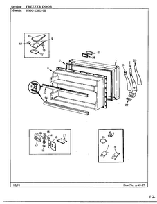 Freezer Door Diagram and Parts List for 23802-0B  Admiral Refrigerator