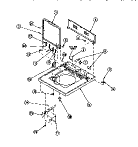 Cab Top/loading Dr & Ctrl Hood Rear Pan Diagram and Parts List for LW8303W2-PLW8303W2B  Amana Washer