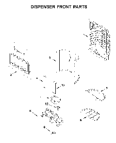 Dispenser front parts Diagram and Parts List for MFI2570FEZ08  Maytag Refrigerator