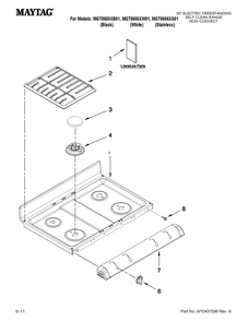 Cooktop Parts Diagram and Parts List for MGT8655XB01  Maytag Range