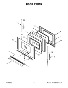 Door Parts Diagram and Parts List for YMER6600FB5  Maytag Range