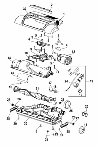 Powerednozzle, Agitator Diagram and Parts List for S3755-080  Hoover Canister Vacuum