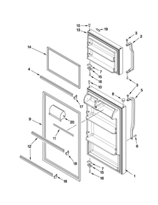 Door Parts Diagram and Parts List for C8TXNGFXB00  Magic Chef Refrigerator