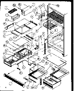 Cabinet Shelving Diagram and Parts List for TZ21Q2E-P1111713WE  Amana Refrigerator
