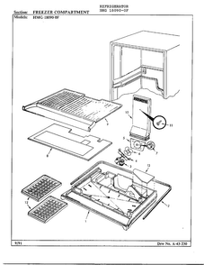 Freezer Compartment Diagram and Parts List for 18090-0F  Admiral Refrigerator
