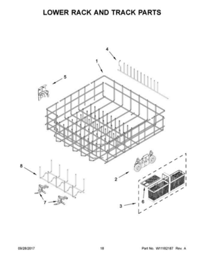 10 - Lower Rack And Track Parts Diagram and Parts List for JDTSS243GX0  Jenn-Air Dishwasher