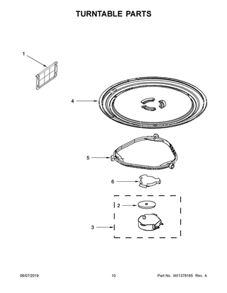 Turntable Parts Diagram and Parts List for MMV1174FK1  Maytag Microwave