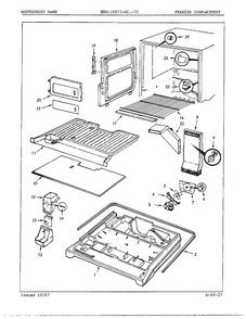 Freezer Compartment Diagram and Parts List for 19973C  Admiral Refrigerator
