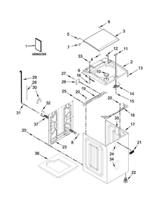 Top And Cabinet Parts Diagram and Parts List for 7MMVWB855EC0  Maytag Washer