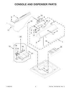 Console And Dispenser Parts Diagram and Parts List for MVWB755DW0  Maytag Washer