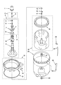 Agitator, Basket And Tub Parts Diagram and Parts List for 3RMTW4905TW1  Maytag Washer