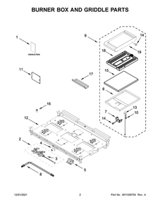 Burner Box And Griddle Parts Diagram and Parts List for JDRP536HM01  Maytag Range